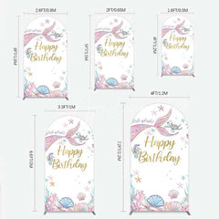 Aperturee - Aperturee Mermaid Happy Birthday Arch Backdrop Under the Sea Ocean Theme Girl Party Decoration