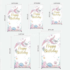 Aperturee - Aperturee Mermaid Happy Birthday Half Moon Arch Backdrop Under the Sea Ocean Theme Girl Party Decoration