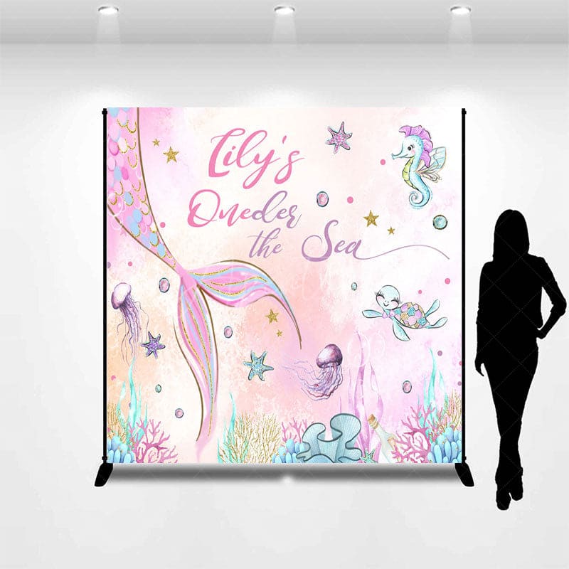 Aperturee - Aperturee Mermaid Oneder The Sea Custom Name Birthday Backdrop