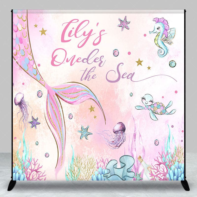 Aperturee - Aperturee Mermaid Oneder The Sea Custom Name Birthday Backdrop