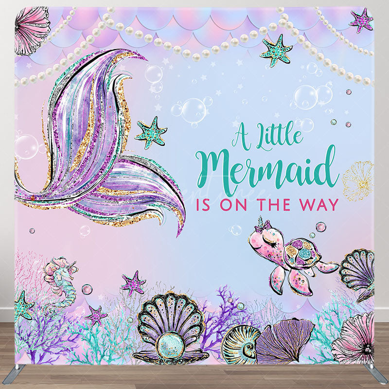 Aperturee - Aperturee Mermaid Under The Sea Glitter Square Tension Backdrop