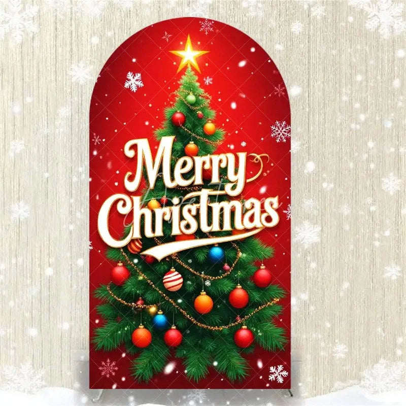 Aperturee - Aperturee Merry Christmas Arch Backdrop Red Snowman Holiday Decor Winter Wonderland Party Photo Booth Prop