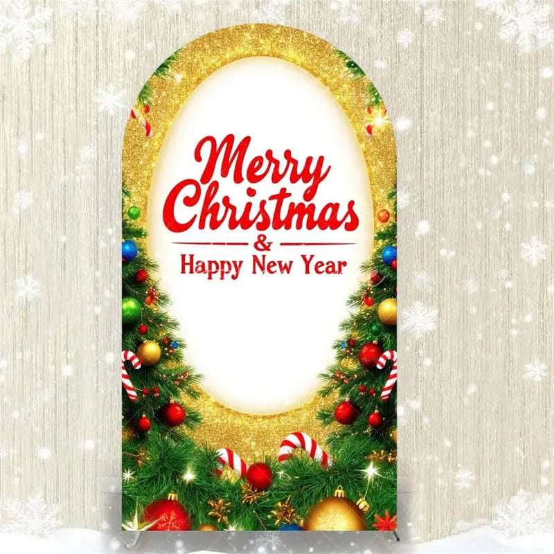 Aperturee - Aperturee Merry Christmas Arch Backdrop Red Snowman Holiday Decor Winter Wonderland Party Photo Booth Prop