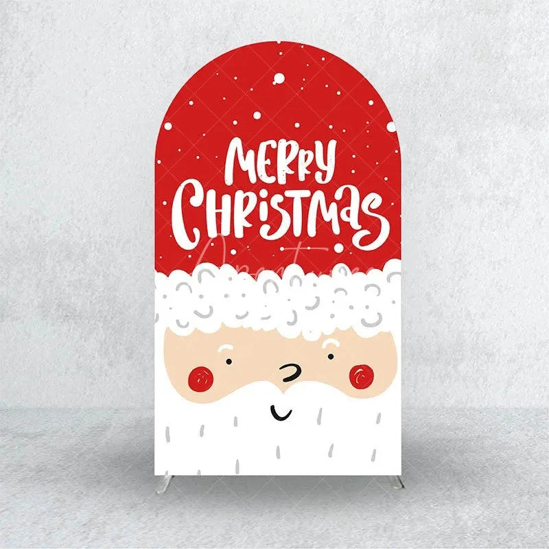 Aperturee - Aperturee Merry Christmas Santa Claus Arch Backdrop Cute Cartoon Ho Ho Ho Holiday Party Photo Booth Decor