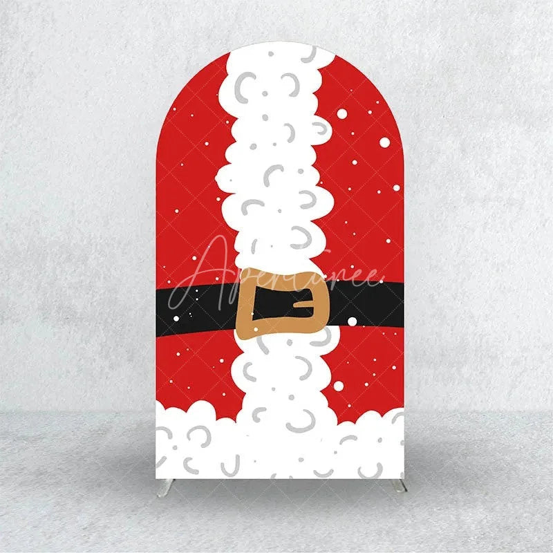 Aperturee - Aperturee Merry Christmas Santa Claus Arch Backdrop Cute Cartoon Ho Ho Ho Holiday Party Photo Booth Decor