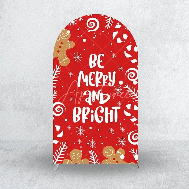 Aperturee - Aperturee Merry Christmas Santa Claus Arch Backdrop Cute Cartoon Ho Ho Ho Holiday Party Photo Booth Decor