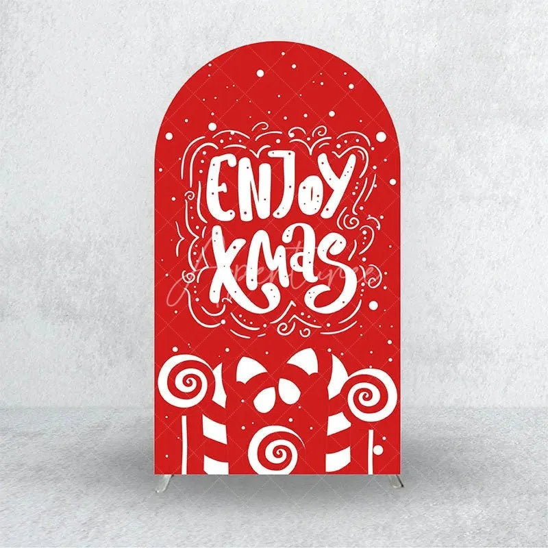 Aperturee - Aperturee Merry Christmas Santa Claus Arch Backdrop Cute Cartoon Ho Ho Ho Holiday Party Photo Booth Decor