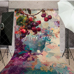 Aperturee - Aperturee Messy Abstract Paint Cherries Fine Art Sweep Backdrop