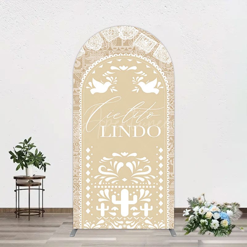 Aperturee - Aperturee Mexican Beige Cielito Lindo Birthday Arch Backdrop