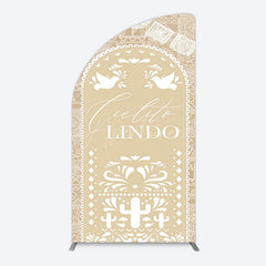 Aperturee - Aperturee Mexican Beige Cielito Lindo Birthday Half Moon Arch Backdrop