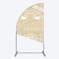 Aperturee - Aperturee Mexican Beige Cielito Lindo Birthday Half Moon Arch Backdrop