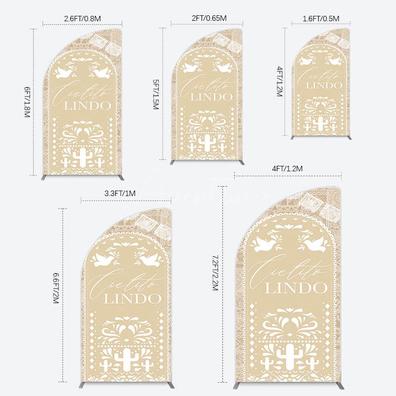 Aperturee - Aperturee Mexican Beige Cielito Lindo Birthday Half Moon Arch Backdrop