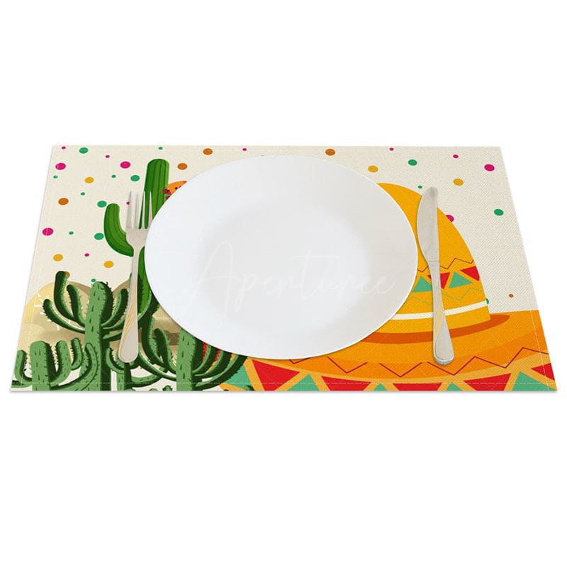 Aperturee - Aperturee Mexican Carnival Cinco De Mayo Set of 4 Placemats