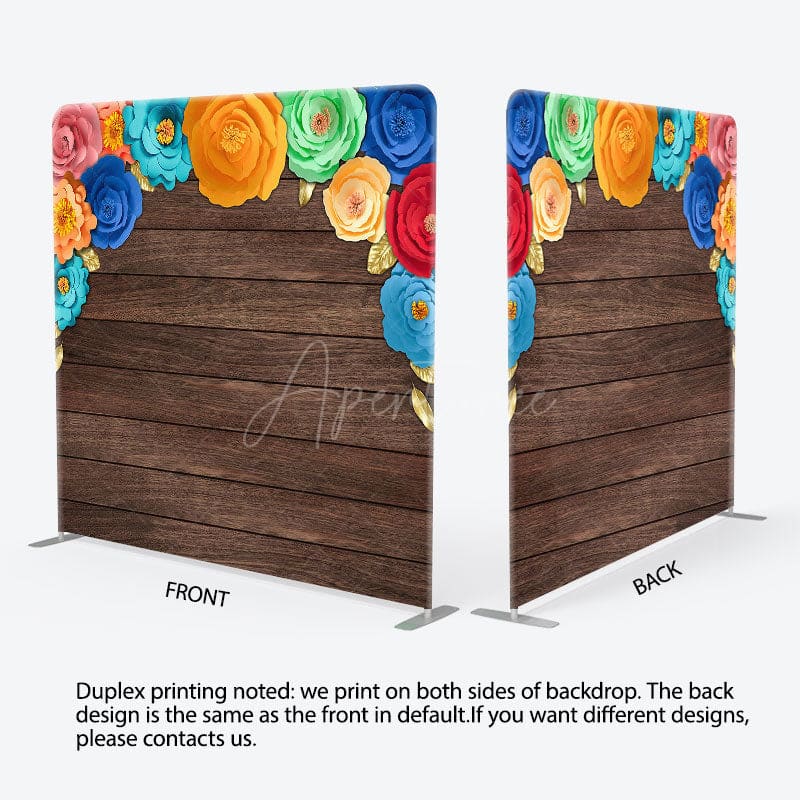 Aperturee - Aperturee Mexican Color Floral Wooden Square Tension Backdrop