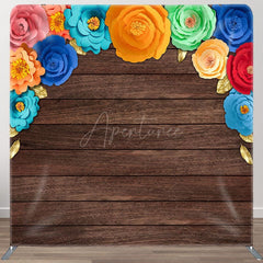 Aperturee - Aperturee Mexican Color Floral Wooden Square Tension Backdrop
