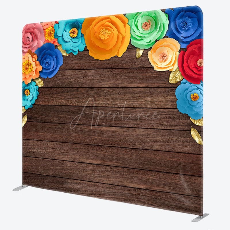 Aperturee - Aperturee Mexican Color Floral Wooden Square Tension Backdrop