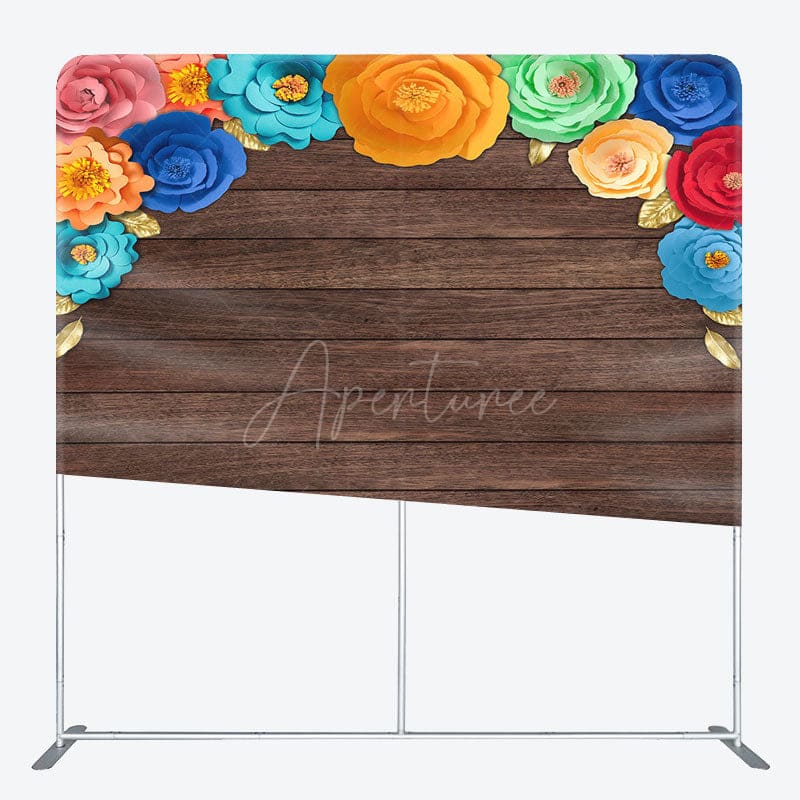 Aperturee - Aperturee Mexican Color Floral Wooden Square Tension Backdrop