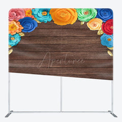 Aperturee - Aperturee Mexican Color Floral Wooden Square Tension Backdrop