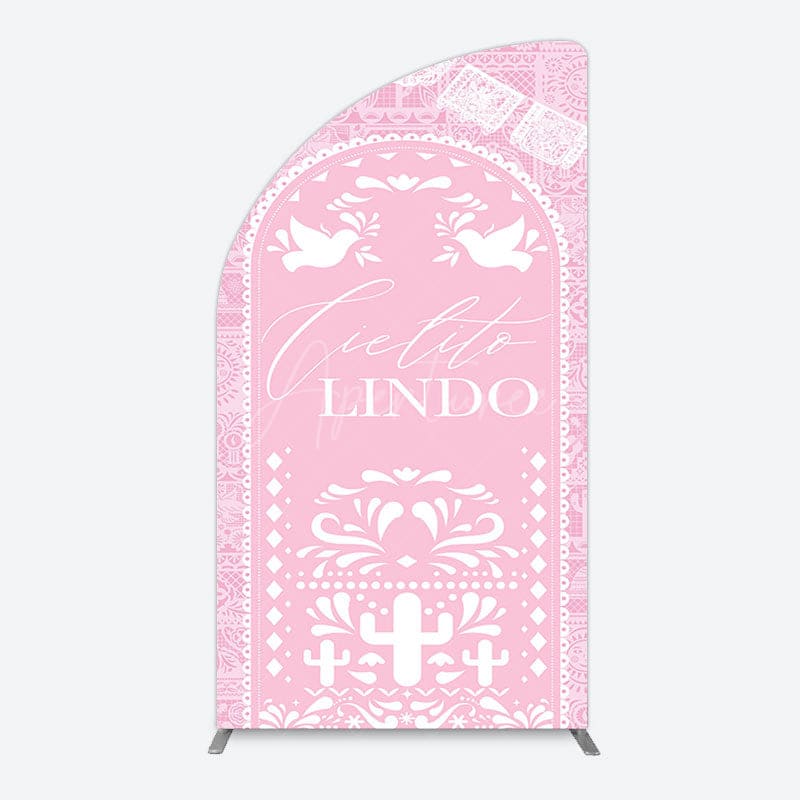 Aperturee - Aperturee Mexican Pink Cielito Lindo Birthday Half Moon Arch Backdrop