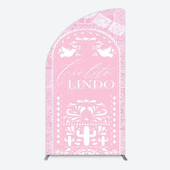 Aperturee - Aperturee Mexican Pink Cielito Lindo Birthday Half Moon Arch Backdrop