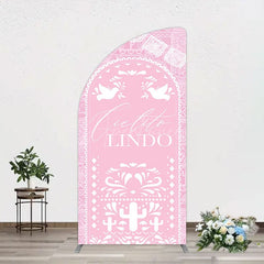 Aperturee - Aperturee Mexican Pink Cielito Lindo Birthday Half Moon Arch Backdrop