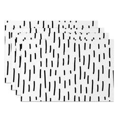 Aperturee - Aperturee Minimalist Black and White Line Art Dining Set of 4 Placemats Modern Abstract Design for Kitchen Decor