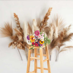 Aperturee Aperturee Minimalist Boho Photography Backdrop Dried Palm Leaves and Pampas Grass Arrangement Modern Neutral Studio Prop