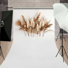 Aperturee Aperturee Minimalist Boho Sweep Photography Backdrop with Floor Dried Palm Leaves and Pampas Grass Modern Neutral Studio Prop
