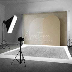 Aperturee - Aperturee Minimalist Creamy Beige and Warm Tan Arched Photography Backdrop Neutral Textured Studio Background for Portraits