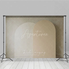 Aperturee - Aperturee Minimalist Creamy Beige and Warm Tan Arched Photography Backdrop Neutral Textured Studio Background for Portraits
