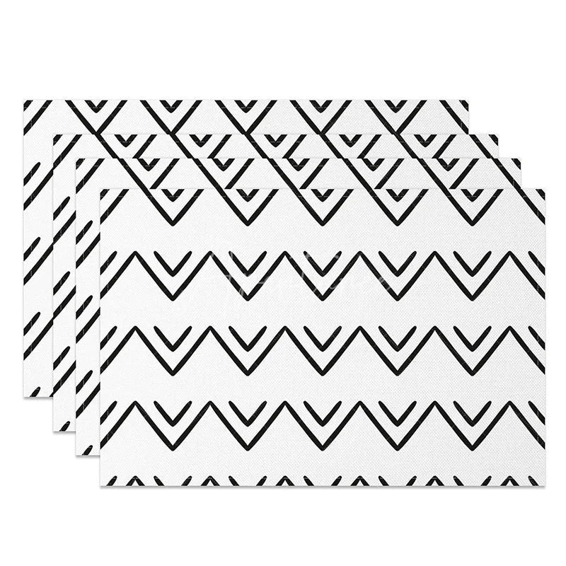 Aperturee - Aperturee Minimalist Geometric Pattern Set of 4 Placemats for Modern and Scandinavian Inspired Kitchen Dining