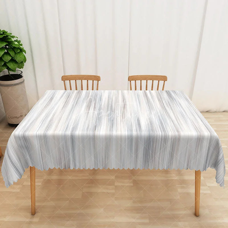 Aperturee - Aperturee Minimalist Grey Stripe Tablecloth Simple Modern Farmhouse Style for Everyday Kitchen and Dining Decor