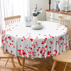 Aperturee - Aperturee Minimalist Red Heart Round Tablecloth Simple White Love Pattern Table Cover for Valentine