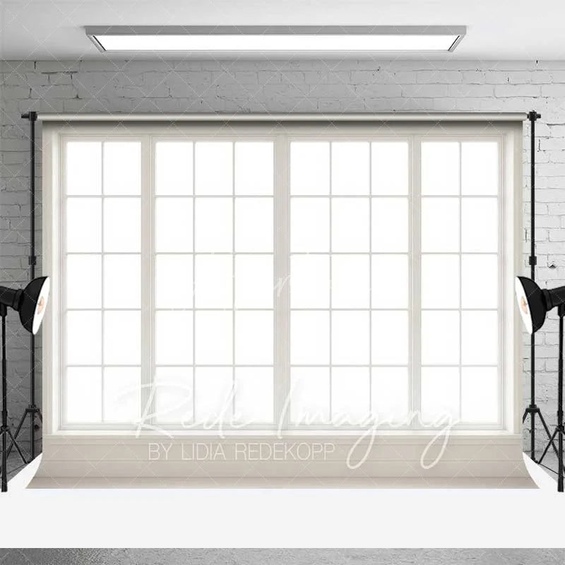 Aperturee - Aperturee Minimalist White Window Photography Backdrop Bright Indoor Studio Portrait Background Elegant Home Decor