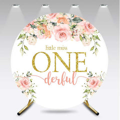 Aperturee Aperturee Miss Onederful Pink Floral Round Birthday Backdrop