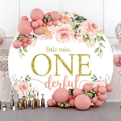 Aperturee Aperturee Miss Onederful Pink Floral Round Birthday Backdrop