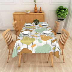 Aperturee - Aperturee Modern Abstract Brushstroke Rectangle Tablecloth with Colorful Grid Pattern Artistic Dining and Kitchen Decor