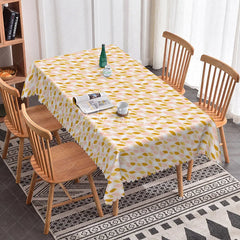 Aperturee - Aperturee Modern Abstract Leaf Pattern Rectangle Tablecloth Retro Pink and Yellow Design Contemporary Kitchen Decor