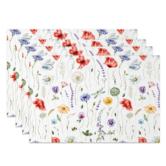 Aperturee - Aperturee Modern Abstract Placemats Set of 4 in Green and Beige for Contemporary and Minimalist Dining Table