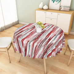 Aperturee - Aperturee Modern Abstract Red Brushstroke Stripe Round Tablecloth for Bold and Artistic Dining Room Decorations