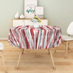 Aperturee - Aperturee Modern Abstract Red Brushstroke Stripe Round Tablecloth for Bold and Artistic Dining Room Decorations
