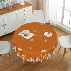 Aperturee - Aperturee Modern Abstract Round Tablecloth with Brown and White Grass Pattern for Neutral and Natural Dining Decor