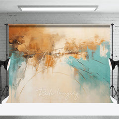Aperturee - Aperturee Modern Abstract Teal and Brown Textured Photography Backdrop Elegant Artistic Photo Studio Prop