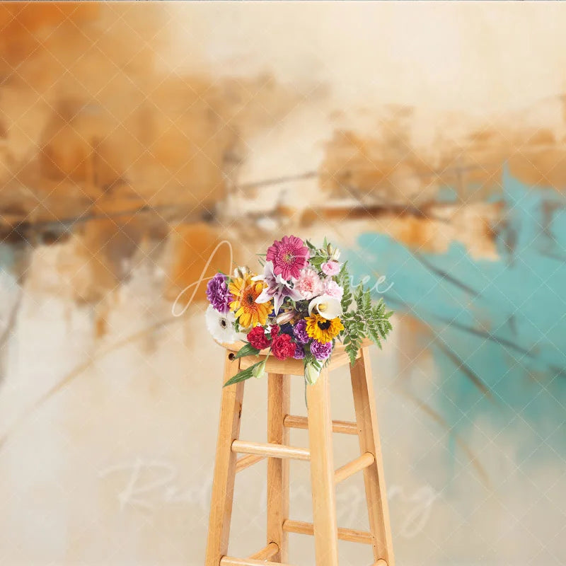 Aperturee - Aperturee Modern Abstract Teal and Brown Textured Photography Backdrop Elegant Artistic Photo Studio Prop