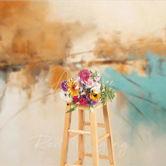 Aperturee - Aperturee Modern Abstract Teal and Brown Textured Photography Backdrop Elegant Artistic Photo Studio Prop
