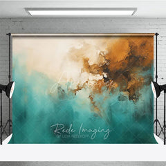Aperturee - Aperturee Modern Abstract Teal Brown and Gold Textured Photography Backdrop Artistic Studio Photo Prop for Portraits
