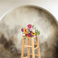 Aperturee - Aperturee Modern Arched Abstract Photography Backdrop Neutral Beige Cream Textured Design for Elegant Studio Portraits