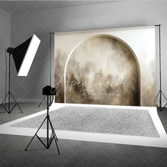 Aperturee - Aperturee Modern Arched Abstract Photography Backdrop Neutral Beige Cream Textured Design for Elegant Studio Portraits