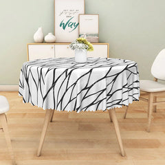 Aperturee - Aperturee Modern Black and White Geometric Stripe Round Tablecloth for Contemporary and Minimalist Dining Decor
