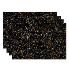 Aperturee - Aperturee Modern Black Set of 4 Placemats with Shining Golden Dots for Elegant Holiday and Party Decorations